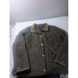 CHAPS ~ WOMENS XL ~ OLIVE GREEN QUILTED SNAP CLOSE JACKET COAT